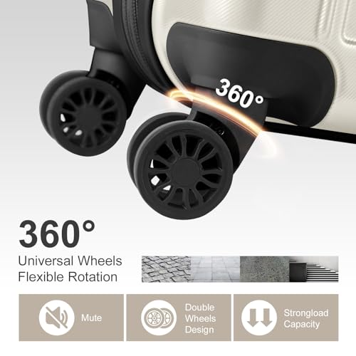 2 Piece Luggage Set, 20" Carry-On Expandble Luggage Hardside Lightweight Suitcase, 14" Mini Cosmetic Cases3