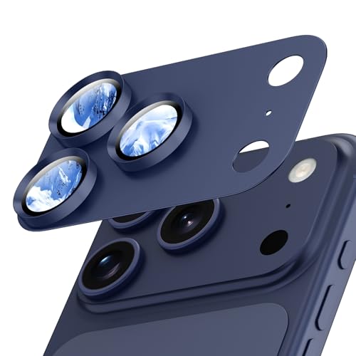 Wumigoo for iPhone 17 Pro Camera Lens Protector Aluminum Alloy Tempered Glass Camera Cover Screen Accessories Nano Reinforced Adhesive Anti-Drop Anti-Scratch Case Friendly-Deep Blue