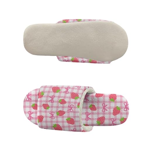 Fuzzy Slippers Open Toe Slide Shoes Slip-On Flannel House Shoes Lightweight Furry Slippers for Women4