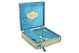 ihvan online Luxury Islamic Prayer Velvet Covered Gift Box, Deluxe 4 Piece Set with Elegant Velvet C
