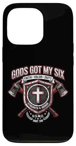 Gods Got My Six Firefighter Valor Duty Shield �X�}�z�P�[�X iPhone 13 Pro �p