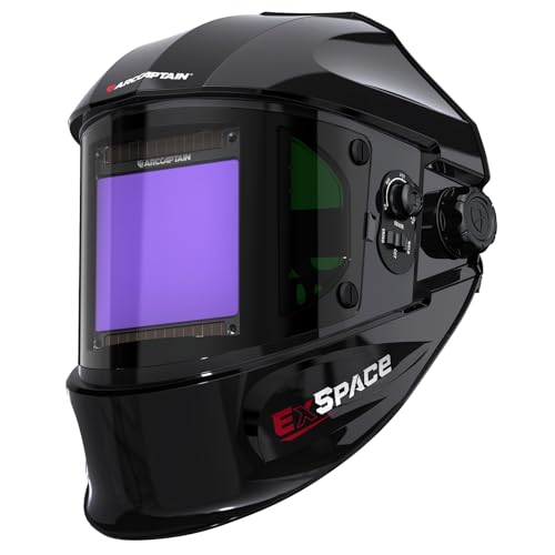 Image of ARCCAPTAIN Auto Darkening Welding Helmet with Side View, 180° Panoramic View, 1/1/1/1 True Color Large Viewing Welding Hood with 4 Arc Sensor Solar Powered, Wide Shade 4/5-9/9-13 for TIG MIG ARC CUT