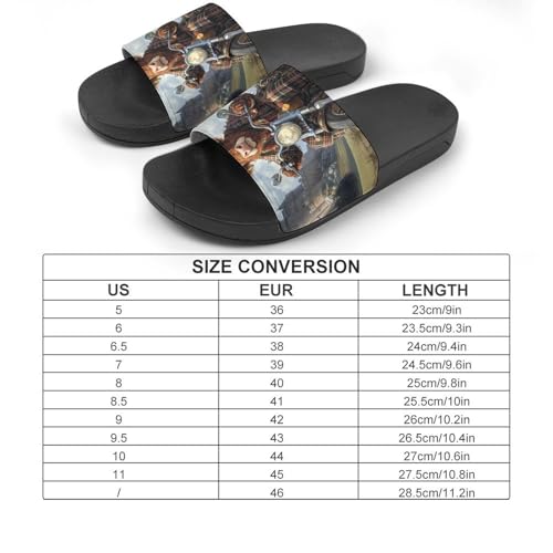 Scottish Highland Cow Motorcycle Rider Slippers for Men Wormen Shower Bathroom Slipper Indoor Beach Non Slip Sandal2