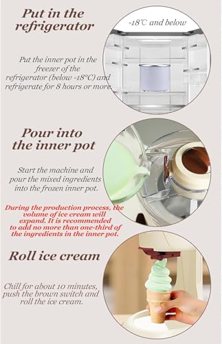 Soft Serve Eismaschine, Eismaschine, Joghurt-Eis und Sorbet-Gelatomakerschüssel passt für größere Standmixer, einfach zu verwendender elektrischer Leckerbissen – Bild 8
