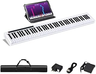 Costzon 88-Key Portable Keyboard Piano, Electric Keyboard Digital Piano w/Full Size Semi Weighted Keys, USB/MIDI Keyboard, Sustain Pedal, Power Supply & Carrying Case for Beginners Adults Kids, White