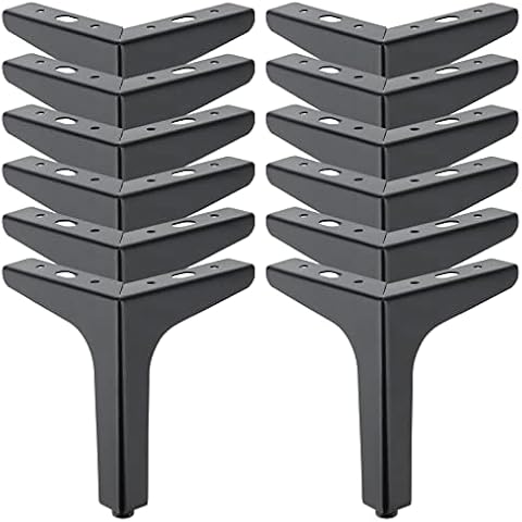 MOUYAT 12 Pack 5 Inch Metal Furniture Legs, Black Metal Sofa Legs with 32 Screws, Triangle Furniture Feet Furniture Replacement Legs for Sofa, Couch, Cabinet, Dresser Cover
