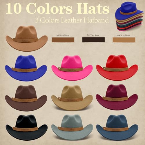 Custom Toddler Cowboy Hat for Boys Girls Personalized Name Western Hat with Leather Hatband for Men 10 Colors2