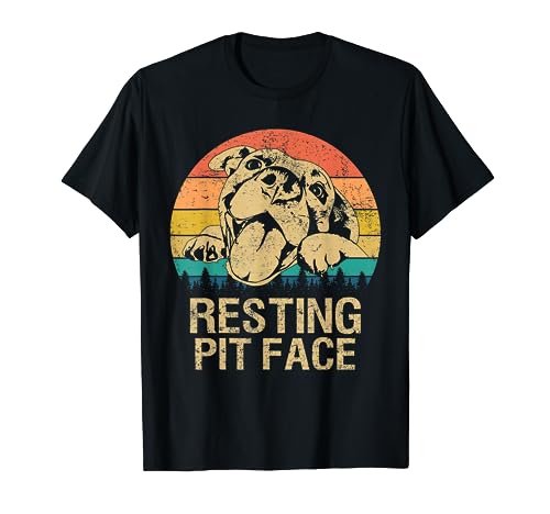 Vintage Pitbull Resting Pit Face - Divertente Pitbull Lovers Maglietta
