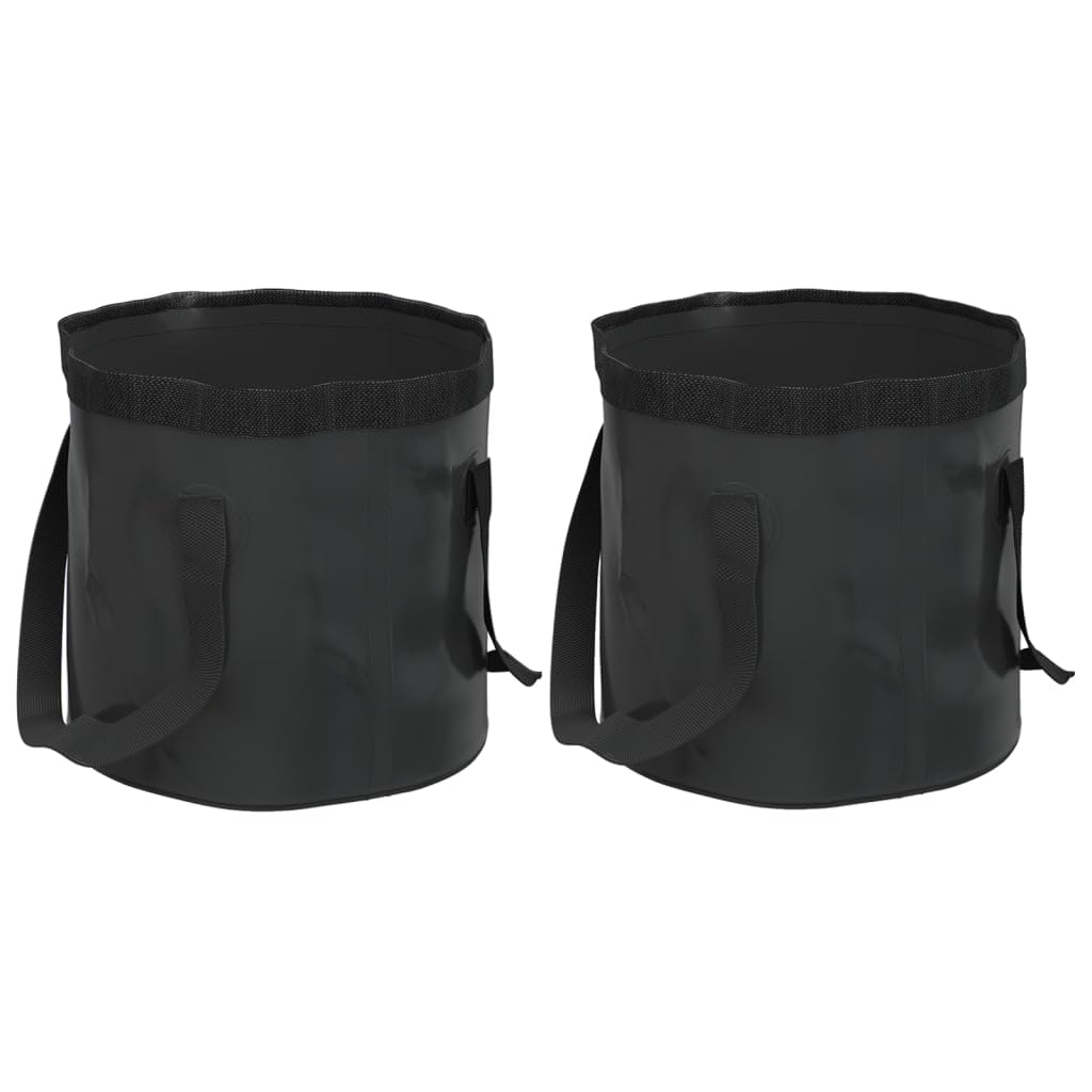Outdoor Freizeit Falteimer 2 Stück Schwarz 30L PVC Camping & Wandern