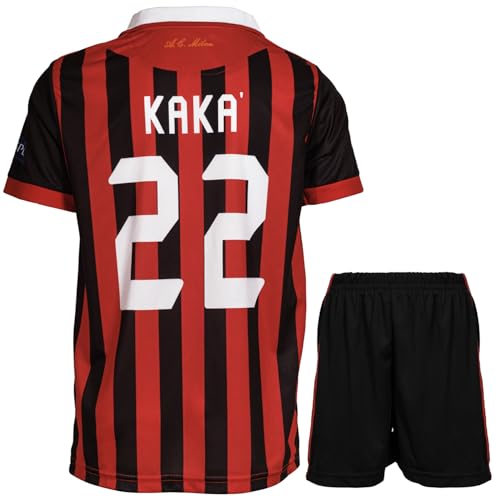 Pitch and Trek Milan Nostalgia Kids Soccer Jersey Shirts Football Futbol Socks Gift Set Youth Sizes(#22,140)
