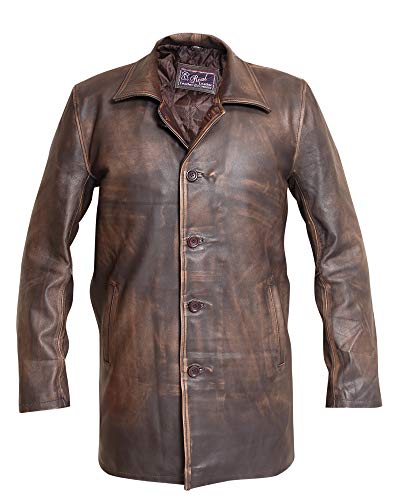 Distressed Brown Real Cowhide Leather Jacket Coat3