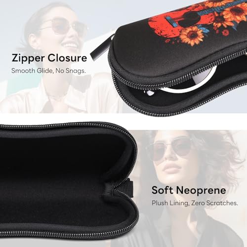 Image of Sunglasses Case with Belt Clip, Ultra Light Neoprene Zipper Soft Padded Glasses Case for Women Men
