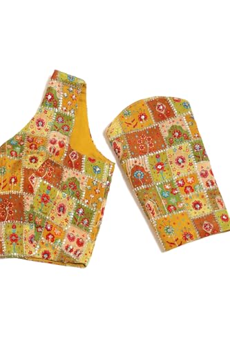 Image of Soch Womens Georgette Floral Print Padded Blouse with Zari