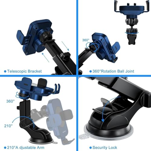 Image of Wireless Car Charger, Fast Charging 15W Auto Clamping Car Charger Phone Holder Phone Mount for iPhone17 16 15 14 13 12 11 Pro Max Xs, Samsung Galaxy S24 Ultra S23 S22 S21 S20 S10+ Note 9, etc