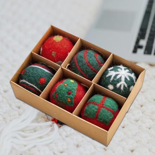 Boules de Noël en feutrine lot de 6 idéal cadeau de fêtes - 5