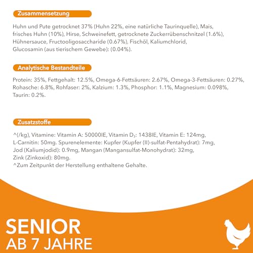 IAMS Senior Katzenfutter trocken mit Huhn - Trockenfutter für ältere Katzen ab 7 Jahren, 3 kg