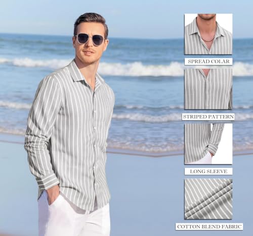 Image of Zombom Men's Regular Fit Vertical Striped Casual Shirt | Full Sleeve Cotton Blend Shirt for Men | Slim Fit Stylish Party