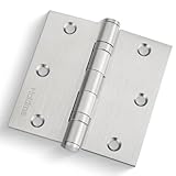 Haidms 3 Pack 304 Stainless Steel Ball Bearing Hinges 3.5 Inch Satin Nickel Door Hinges with Square Corner Heavy Duty Door Hinges for Interior Exterior Doors No Squeak and Non Removable Pin