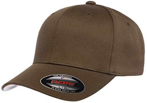Flexfit Men's Wooly Combed Twill Fitted Baseball Cap, Olive, Large-X-Large