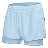 NOOYME Hardloopbroek voor dames, korte sportbroek en korte sneldrogende hardloopshort, 2-in-1, ademende joggingbroek…
