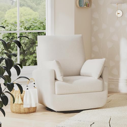 DaVinci Juno Swivel Glider in Ivory Boucle, Greenguard Gold & CertiPUR-US Certified - Thumbnail 2