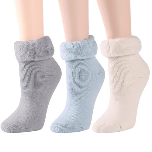Three street Warm Thermal Socks, Womens Warm Winter Extra Thick Lining Heat Insulated Socks For Cold Weather