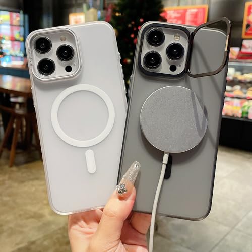 Support d'objectif magnétique pour iPhone 14 Plus : coque mate noire PC dur - 3