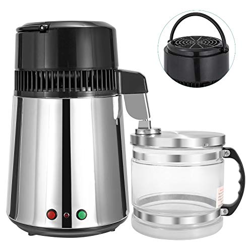 Hanchen 4L/1gal Pure Water Distiller 1L/H Water Purifier Machine 750W Countertop Water Purifier Floral Water Pure Water Maker Distillation Machine Filter Equipment for Home Use CE Approved 110v