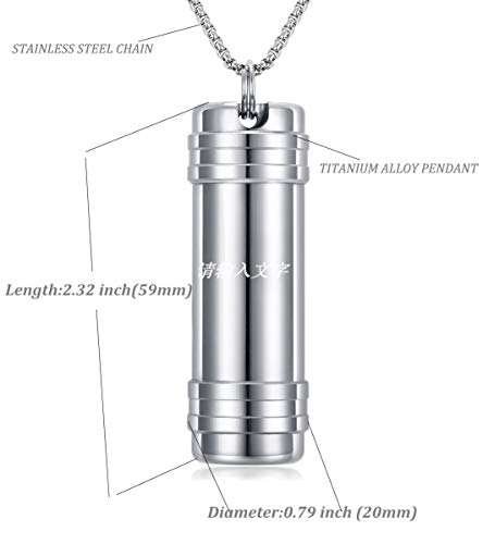 FOSIR Titanium Waterproof Cylinder Pendant Necklace for Men Women, Non-allergenic and Big Size - Image 3