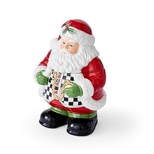 Spode Christmas Tree Black & White Santa Candy Jar - 8-Inch Ceramic Candy Storage Jar with Lid - Decorative Christmas Cookie Container for Holiday Kitchen Counter Displays, Treats, and Gifts Spode Christmas Tree Black White Santa Candy Jar 8 Inch Ceramic Candy Storage Jar with Lid Decorative Christmas Cookie Container for Holiday Kitchen Counter Displays Treats and Gifts