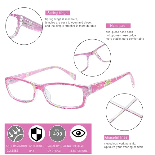 Image of Henotin 6-Pack Reading Glasses Blue Light Blocking Anti Eyestrain Computer Reading Glasses for Women and Men Readers (Mix Color-D, 2.50, Diopters)