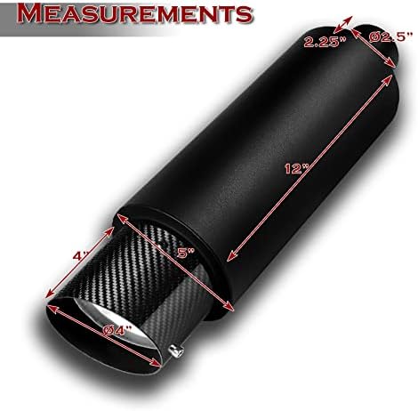 Universal 4" N1 Carbon Fiber Slant Tip Muffler, 2.5" Inlet Black Stainless Steel Resonator Canister Silencer (1PCS)