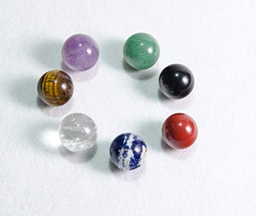 Miniatura 6 de Un juego de bolas de piedras preciosas de reiki de cristal curativo de cuarzo pulido natural para decoración y Feng Shui (0.78 pulgadas - Chakras