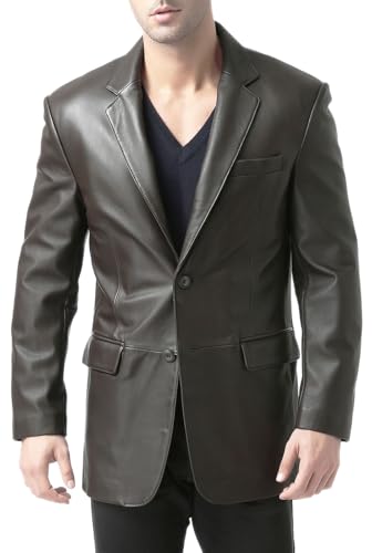 BGSD Men Edward 2-Button Lambskin Leather Blazer Sport Coat Jacket (Also available in Big and Tall and Short)2