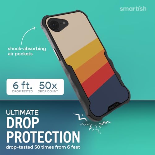 Image of Smartish iPhone 17e /16e MagSafe Case - Gripzilla Protective Magnetic Case for Men [Rugged + Tough] Military Grade Heavy Duty Grip Armor - Drop Tested for iPhone 17e /16e - Striped Up