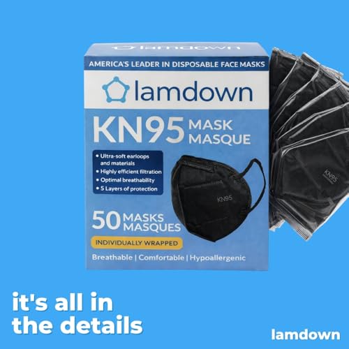 Image of (600-Pack) KN95 Face Masks, Individually Wrapped, Premium Disposable Dust Mask, Black