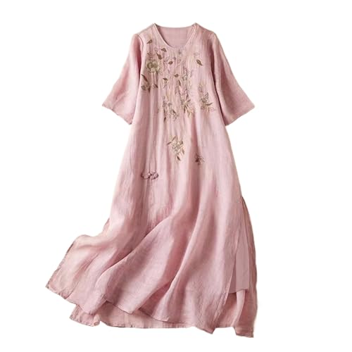 Robe d'été chinoise brodée fleur pour femme tenue légère chic