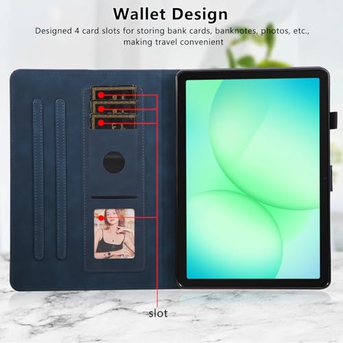 Étui Samsung Galaxy Tab S10 FE 11.9 en cuir PU bleu avec support multi-angle