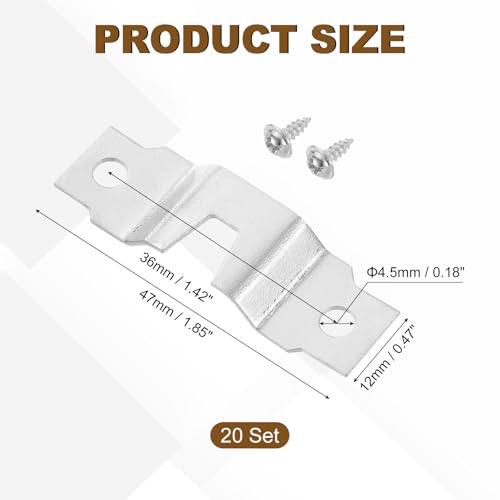 Image of uxcell 20Pcs Picture Hangers, Frame Back Fasteners with Screws, Single-Notch Double Hole Precision Hangers Hook for Hanging Paintings Picture Photos Frame, Silver