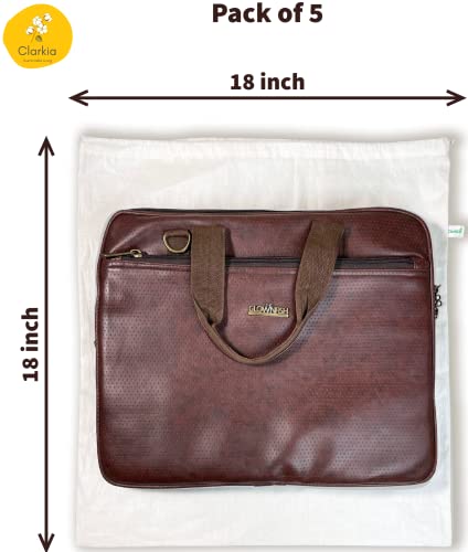 Image of 5 Pack Cotton Dust Bags for Handbag Purses Shoes Boots Drawstring Bag Travel Storage Pouch (18x18 in, Beige)