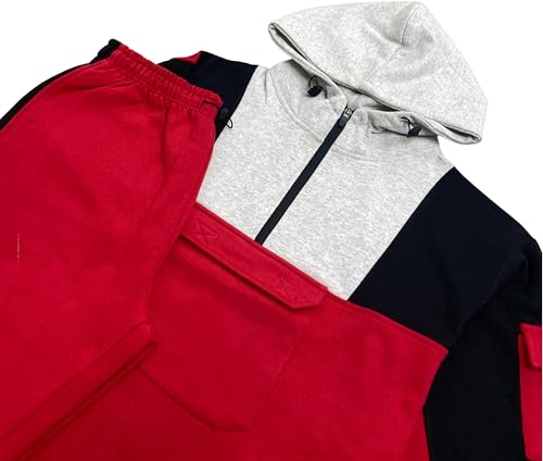 men's 2-Piece Sweatsuit Quarter Zip Hoodie with Jogger sweatpants Heavy Fleece Material Fleece Outfit2