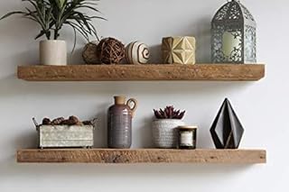 Urban Legacy Accent Floating Shelves | Reclaimed Wide Plank Barn Wood | Set of 2 (Natural, 36