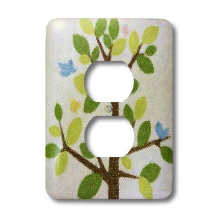 2 prises de courant décoratives arbre vert et marron pour sublimer vos murs