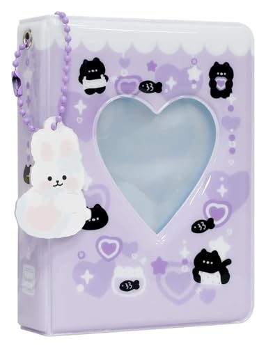 Carpeta de fotos K-pop de 7,6 cm - Miniálbum de 40 bolsillos con colgante, portafotos coleccionable blanco(PURPLE)