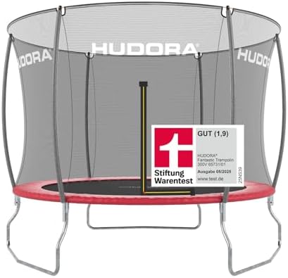Bild von HUDORA Trampolin Fantastic in versch. Größen - Gartentrampolin mit Sicherheitsnetz - Sporttrampolin für bis zu 100kg - Familien-Trampolin mit extra breiter Randabdeckung für Kinder & Erwachsene 300 cm