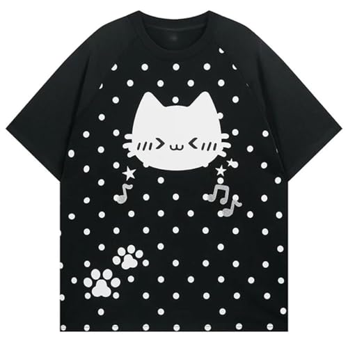 Image of Y2K Cutecore Kawaii Teen Shirt Coquette Harajuku Oversize Japan Cat Print Cute Tshirt Top Clothes