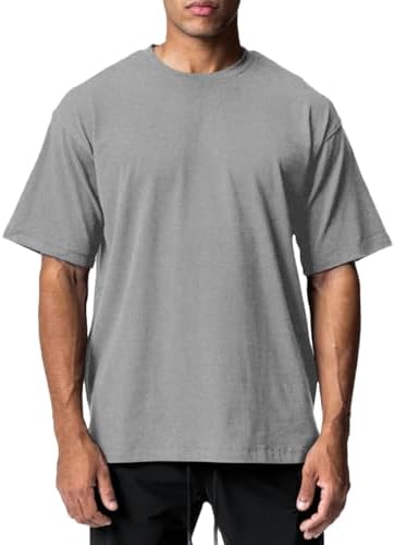 Men's Cotton Short Sleeve Crew Neck Shirts Athletic Tops Tees Oversized Gym Clothes for Men S-XXL