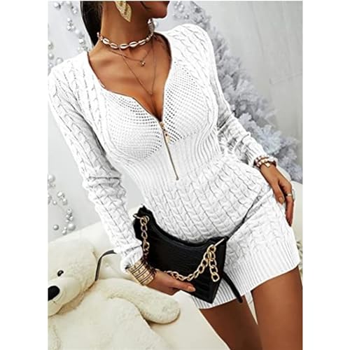 Robe pull côtelée élégante avec col zippé en maille premium - 3