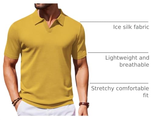 Image of COOFANDY Men's V Neck Short Sleeve Stretch Knit Polo Shirt
