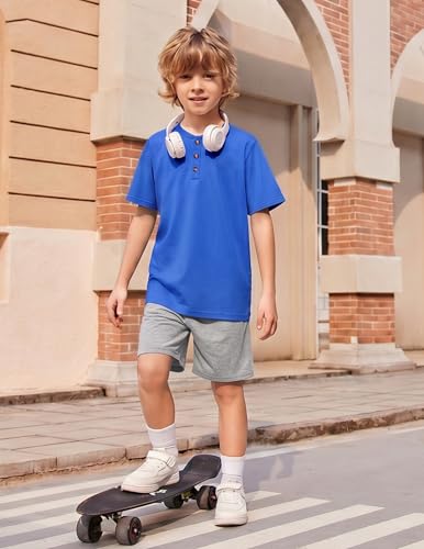 Image of Arshiner Boy's Textured Button Up Shirt and Shorts Set 2 Piece Summer Beach Outfit for 5~12 Years Kids